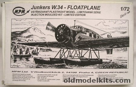 MPM 1/72 Junkers W.34 (W-34) Floatplane - Fuerza Aerea Colombiana/DNL Norway/Luftwaffe, 72071 plastic model kit